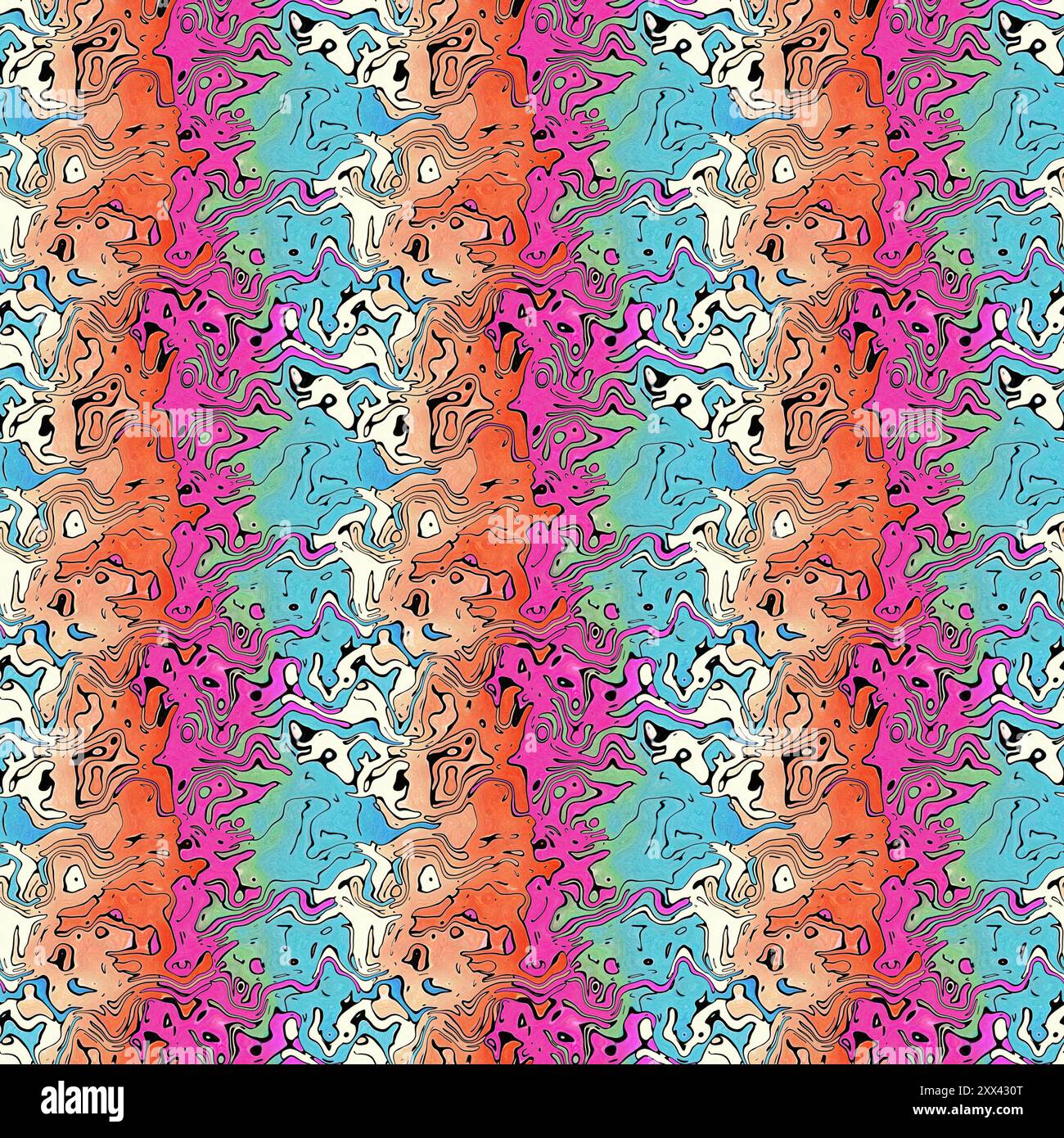 Splodge Graphics Hippie dripping marble paint effect digital pattern with whimsical ink ...