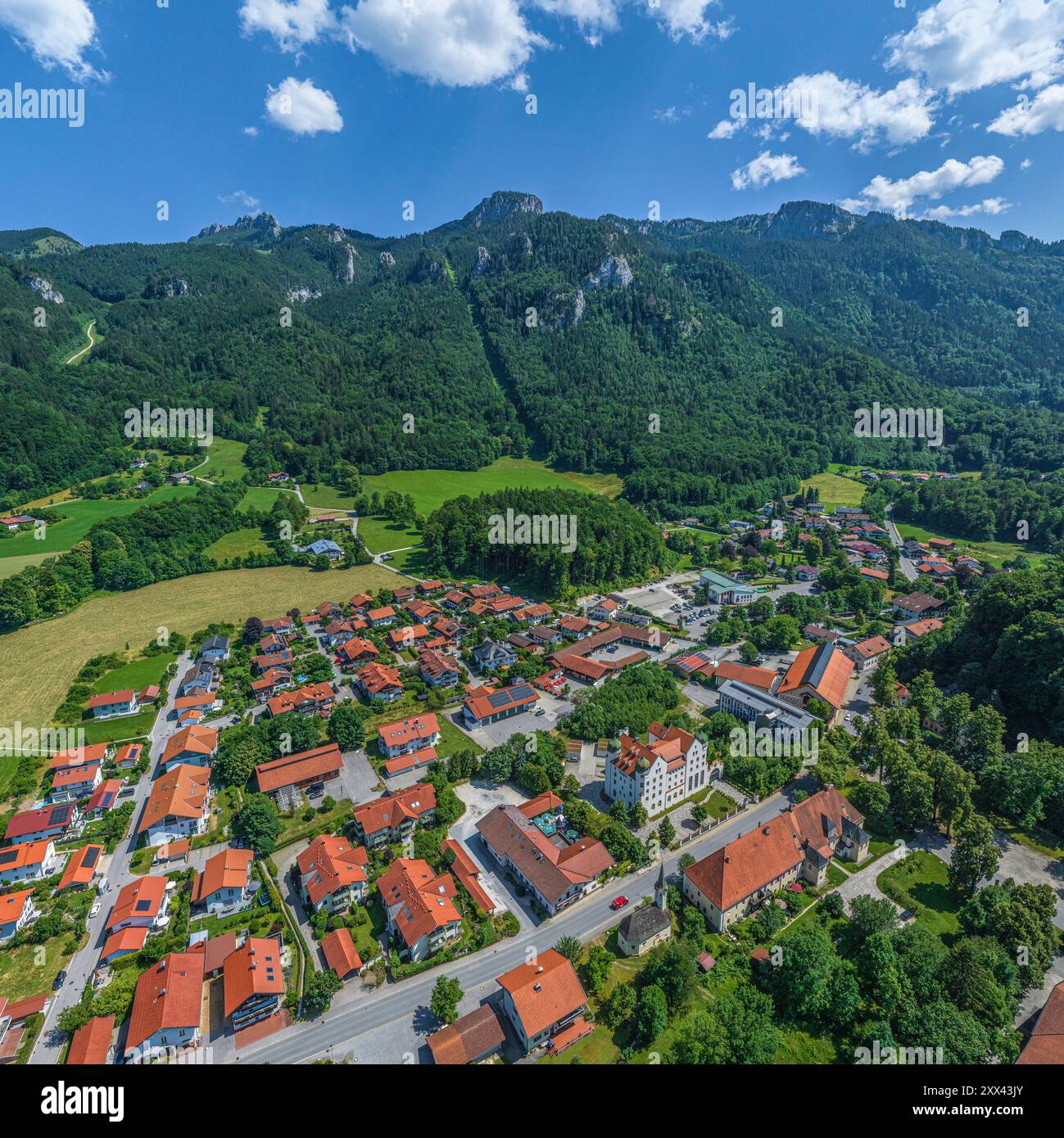 Summer in the Chiemgau Alps around Hohenaschau on the Kampenwand Stock Photo