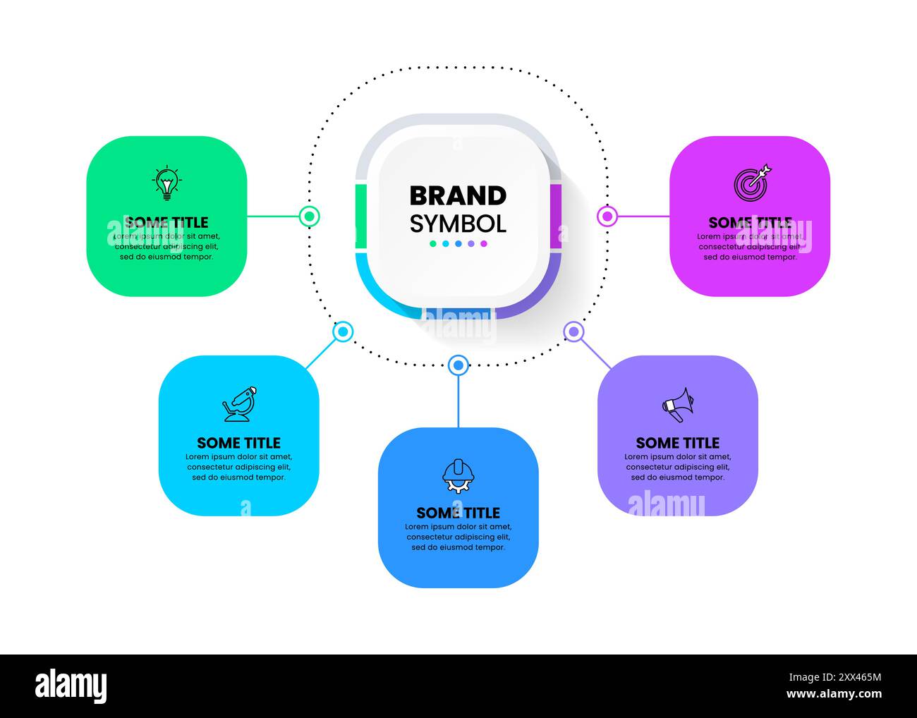 Infographic template with icons and 5 options or steps. Squares. Can be ...