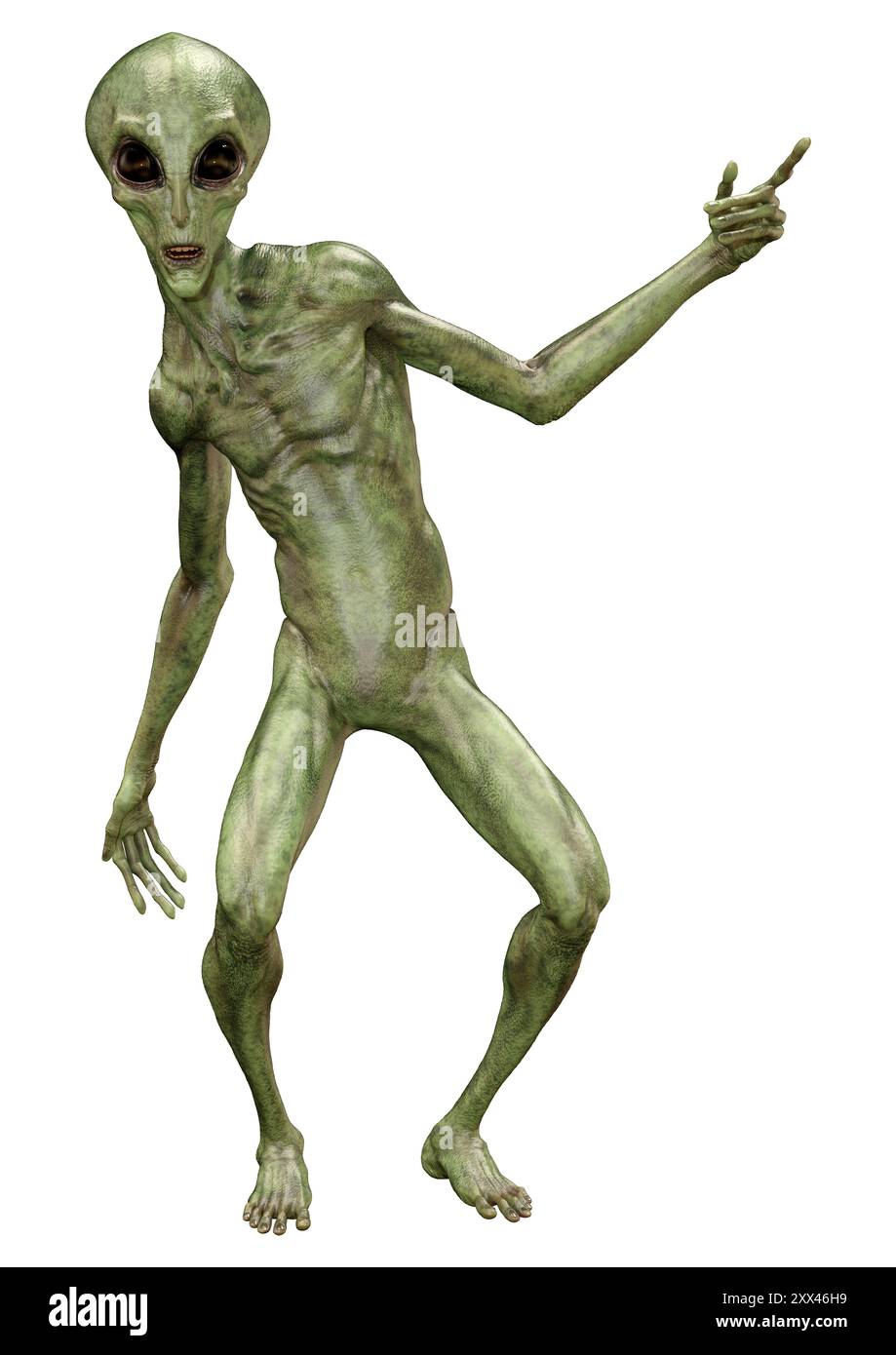 3D rendering of a green alien isolated on white background Stock Photo ...
