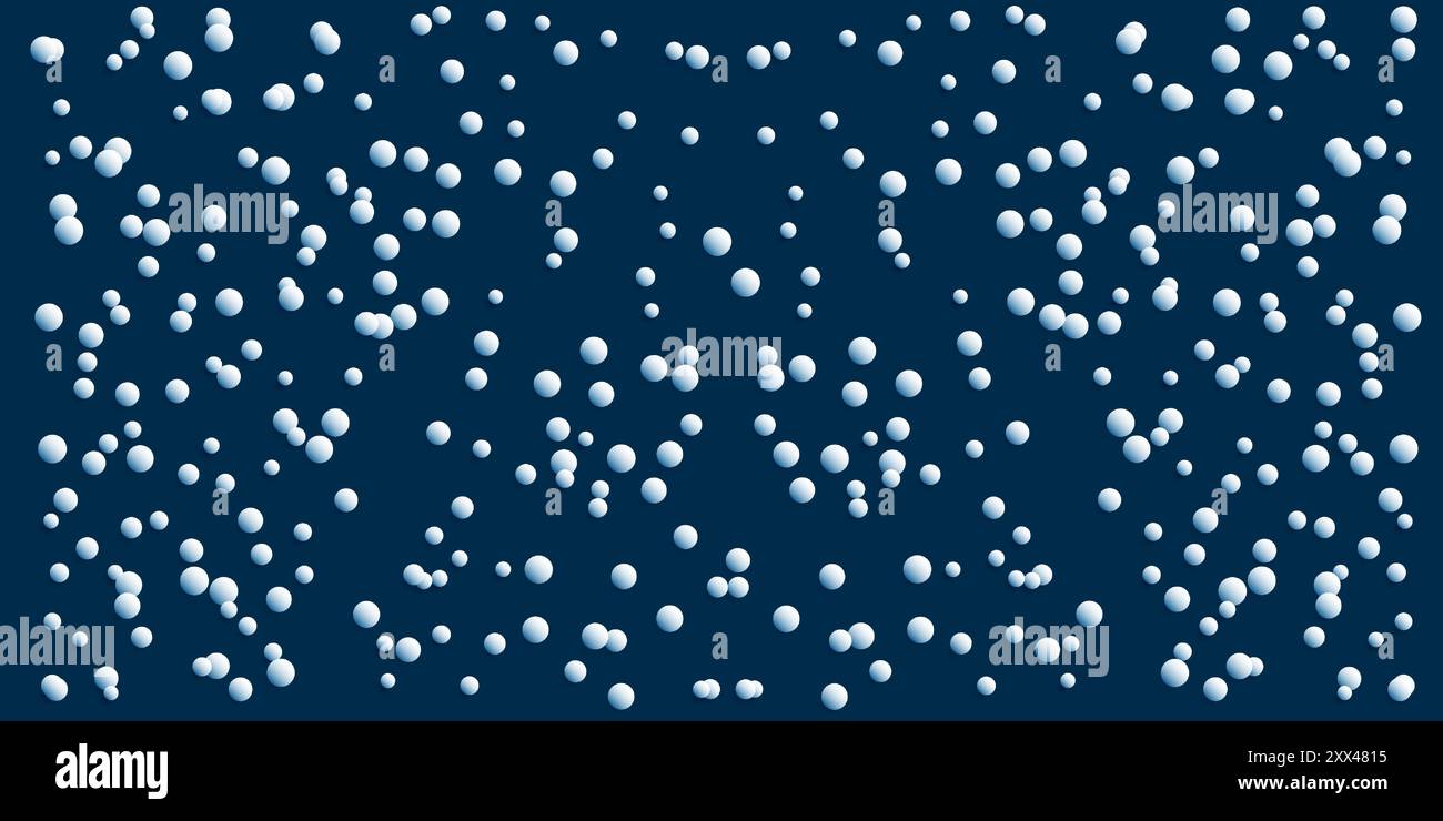 Abstract White and Blue Spotted Pattern - Random Placed Lit Balls - Geometric Texture with Balls, Generative Art, Vector Background Stock Vector
