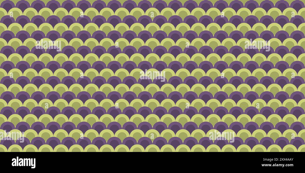 Abstract Purple and Green Half Circles Pattern - Overlapped Rows of ...