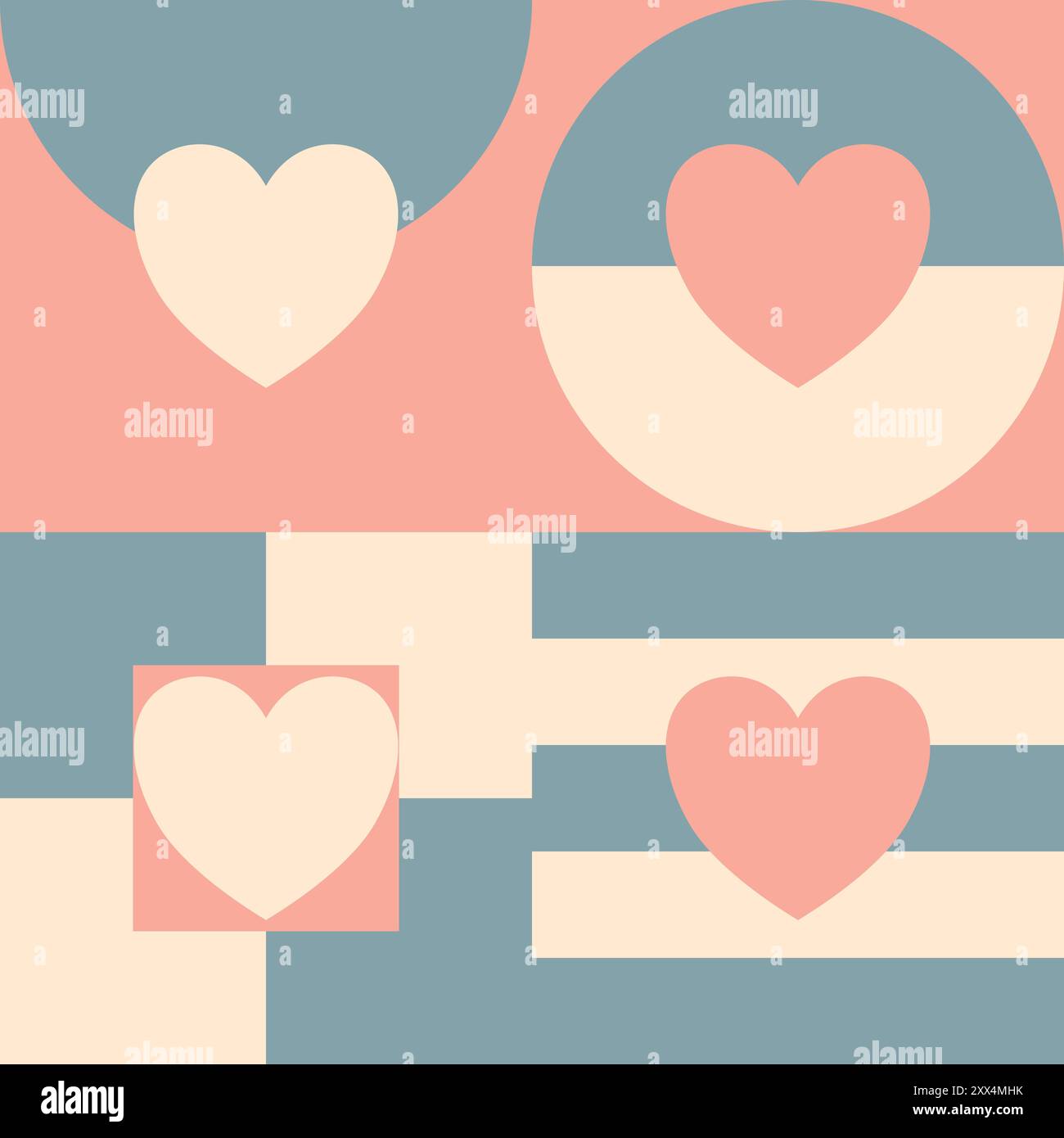 love geometric square hand drawn vector illustration seamless pattern background Stock Vector
