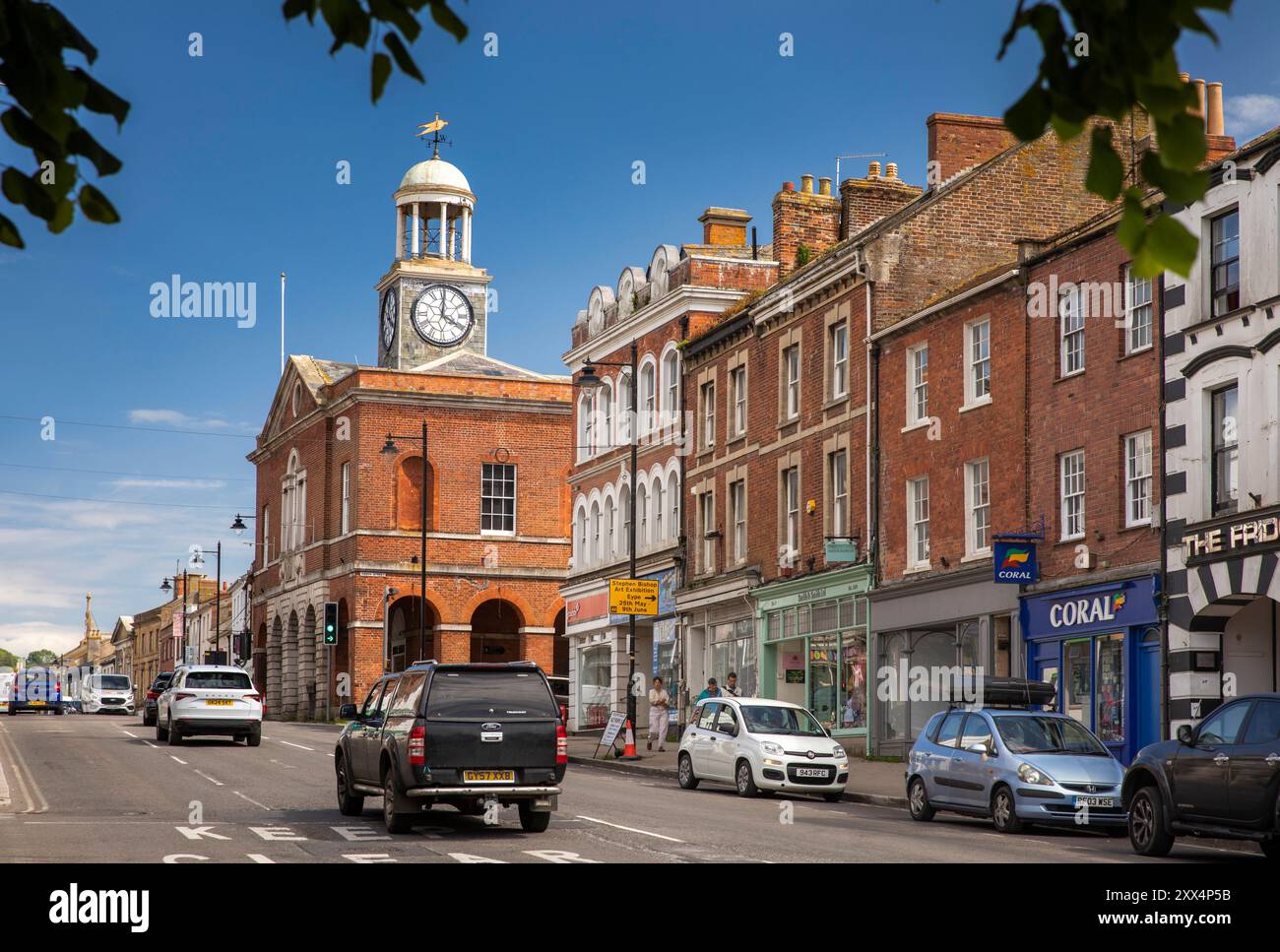 UK England, Dorset, Bridport, Town Hall at West Street and South Street Junction Stock Photo