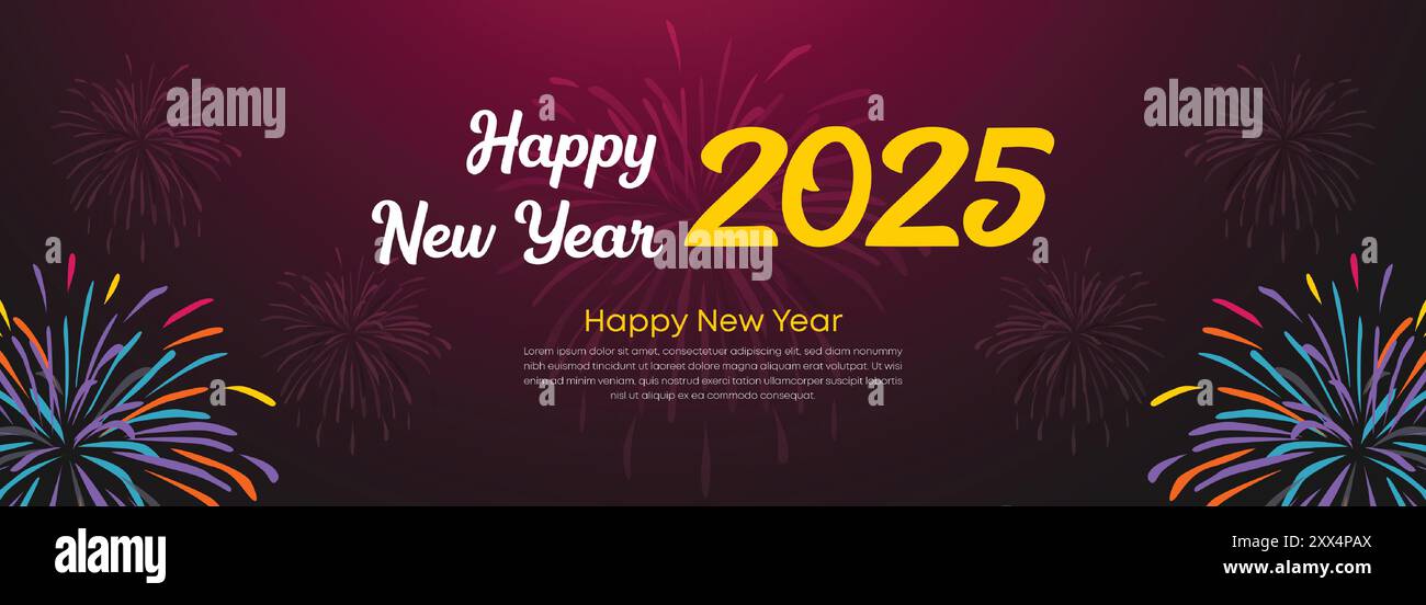 2025 Happy New Year Web Banner design. Happy New Year Luxury Wishes