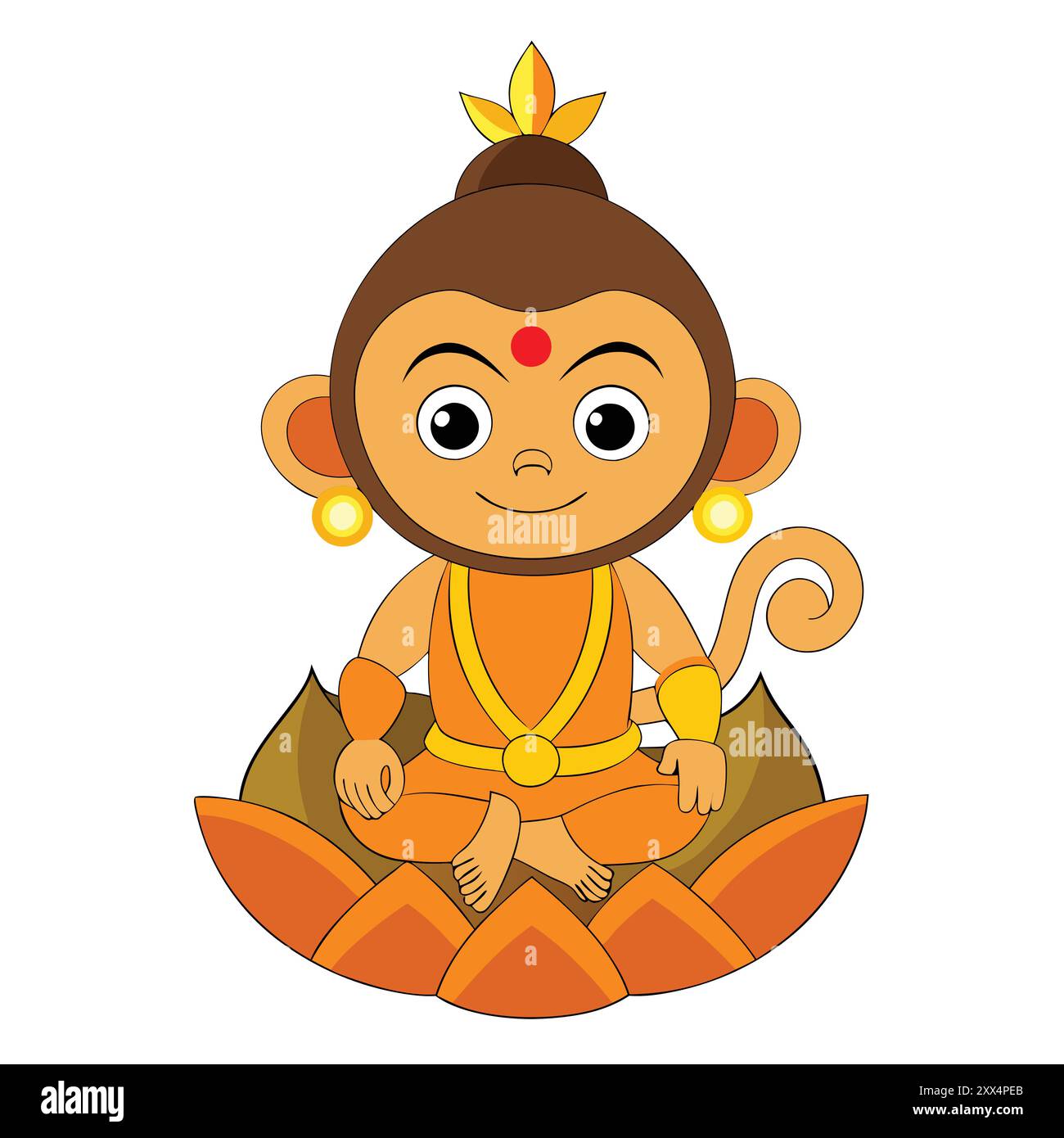 Baby Hanuman Ji Vector Illustration - Adorable Hindu Mythology Art for 