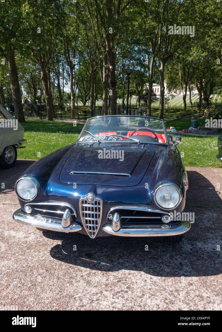 Alfa Romeo 1600 Veloce  vintage car  at the Old Timer Rally at  Mont Valerien, Suresnes, Paris, France. Stock Photo