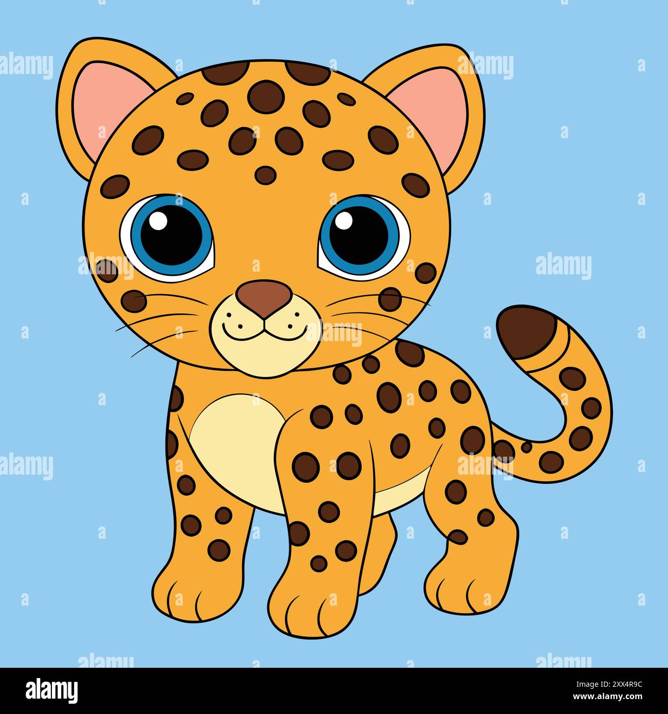 Adorable Baby Leopard Illustration - Cute Big Cat Vector Art for