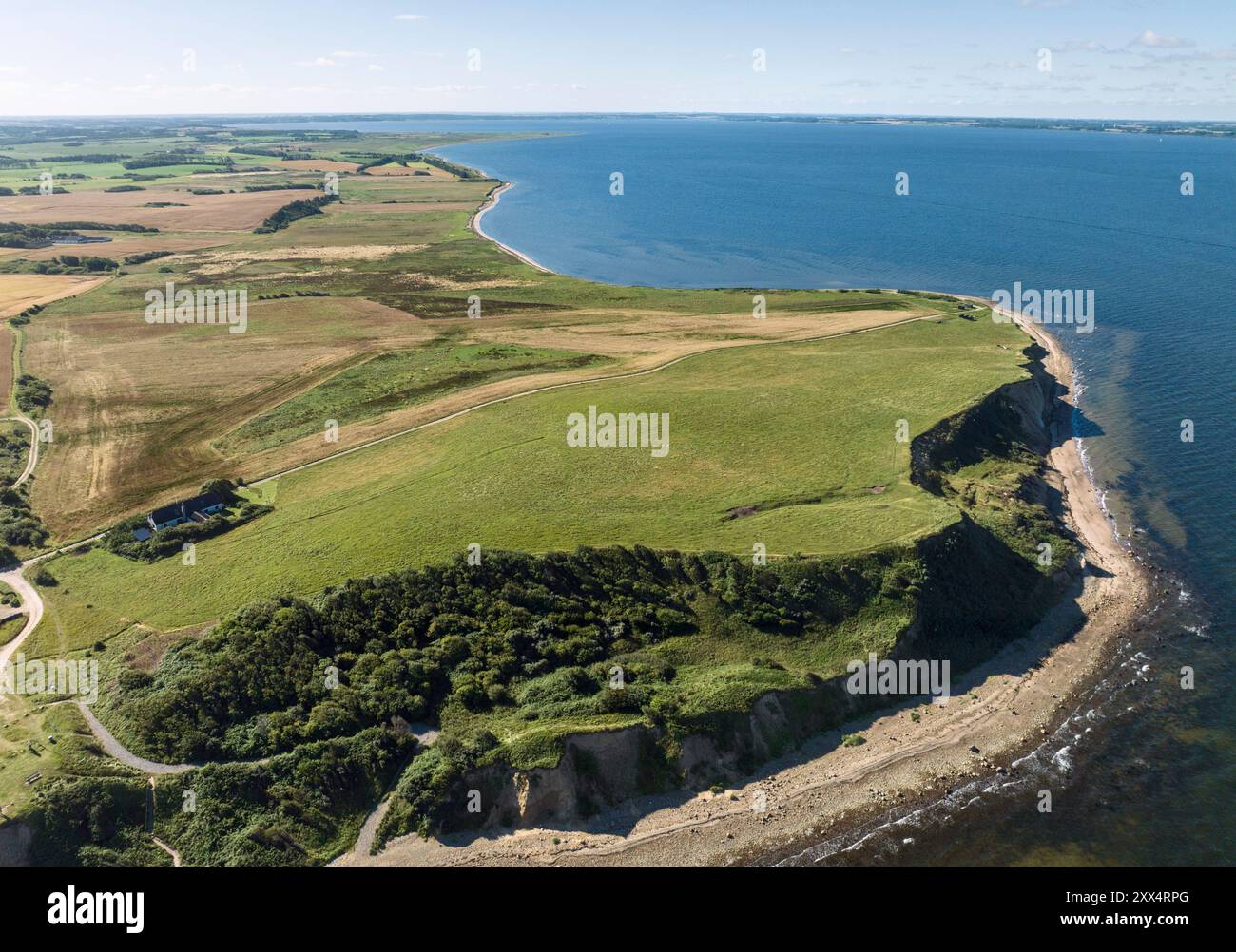 Aerial view of cliffs along the Limfjord at Ertebølle, Jutland, Denmark Stock Photo