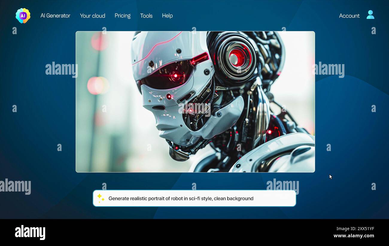 User interface of AI image generator. Artificial intelligence chatbot ...