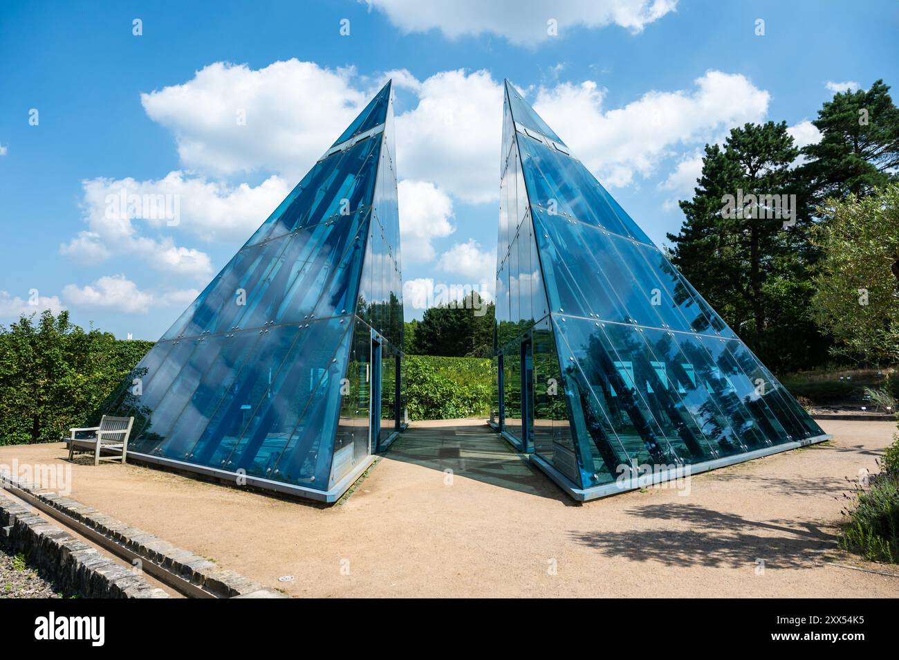 Hamburg, Germany, July 19, 2024 Double glas pyramid at the Loki