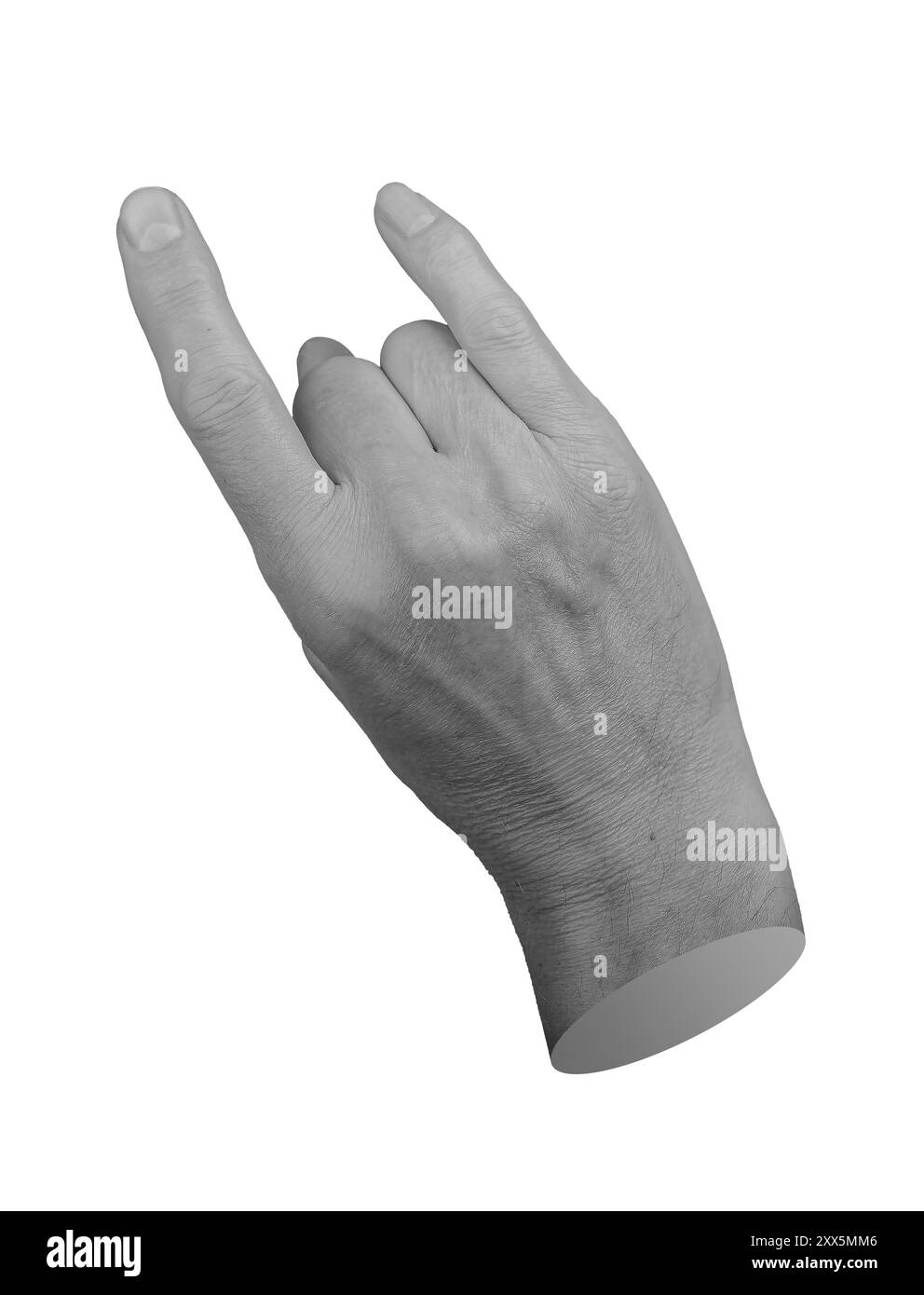 Rock fingers, horns, hand gesture, sign isolated on white background ...