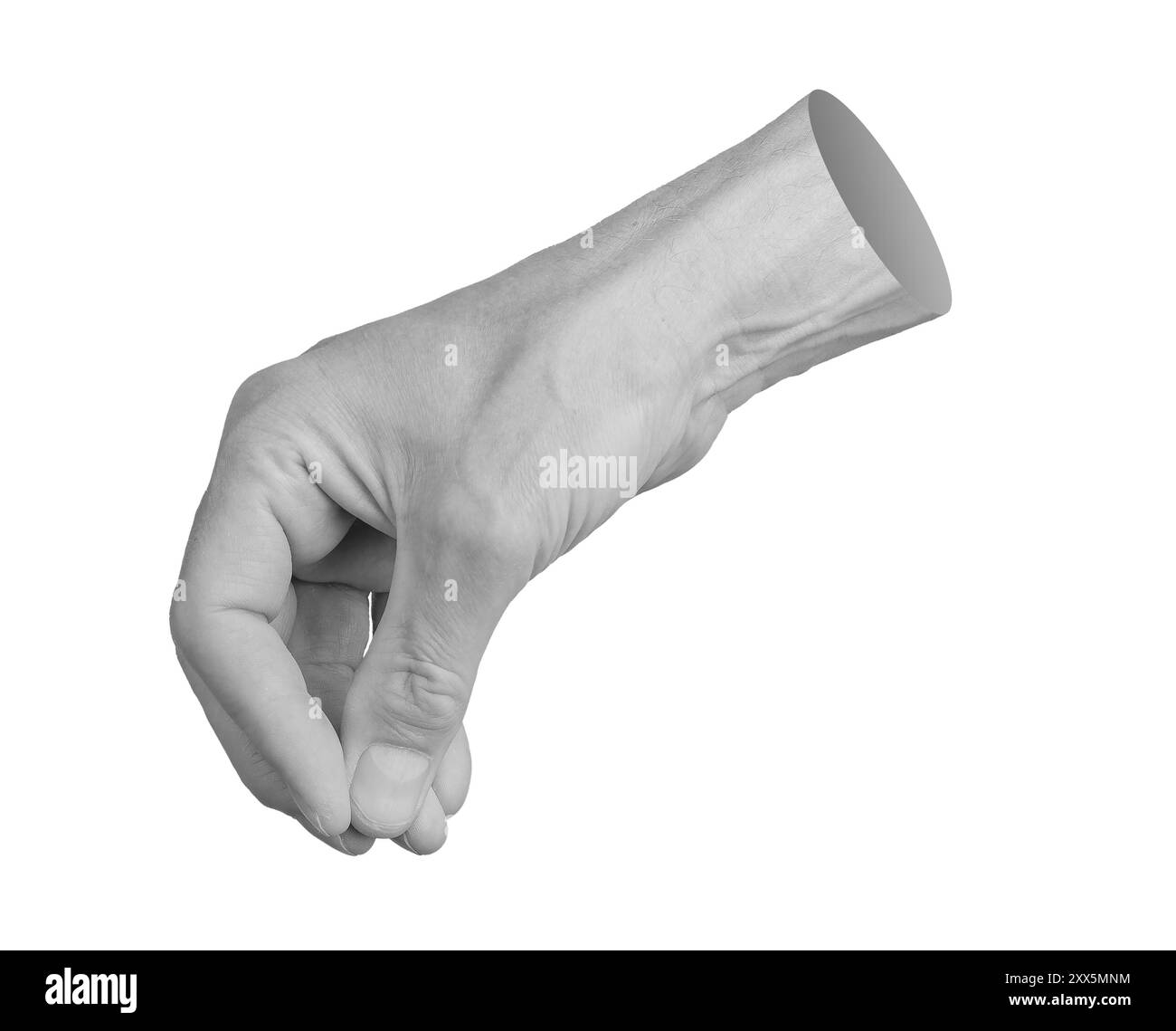 Pinch hand, fingers together isolated on white background.. Stock Photo