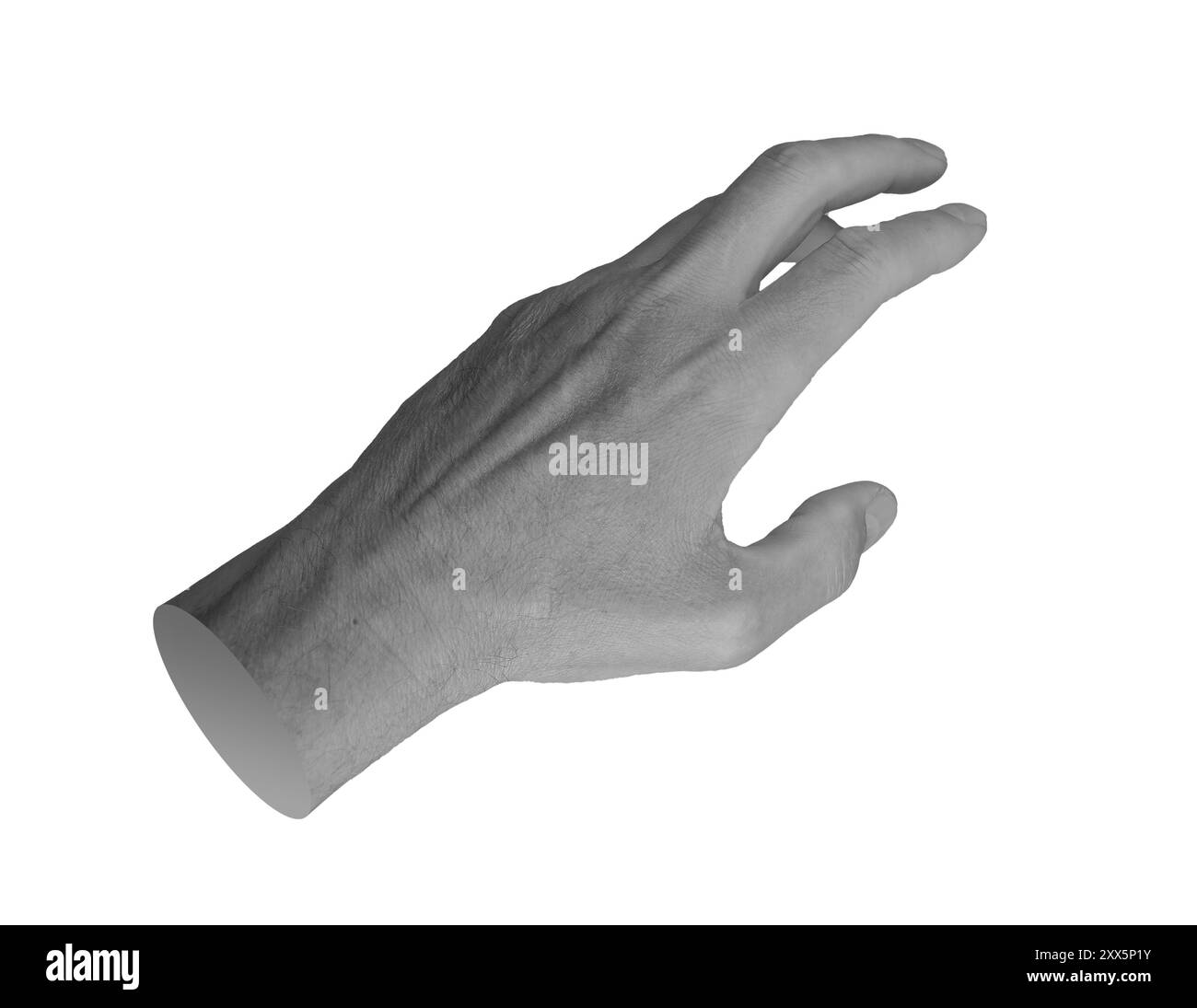 Hand grab, take, catch something invisible, icon gesture isolated on white background.. Stock Photo