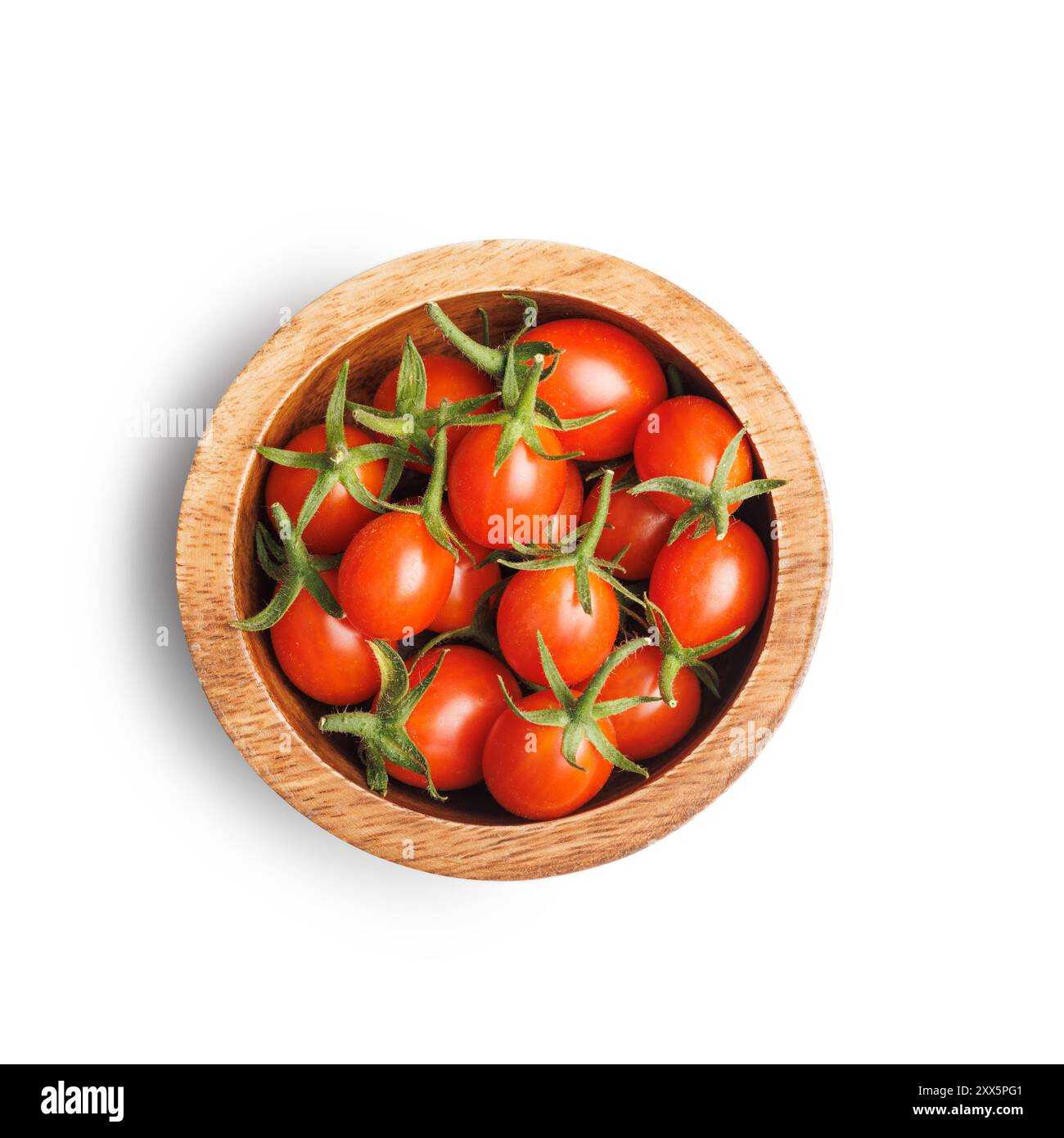 Small red cherry tomatoes in bowl isolated on a white background Stock ...