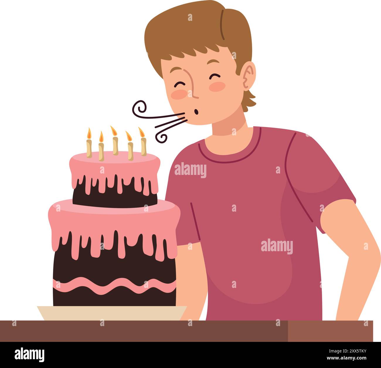 Child blowing candles Stock Vector Images - Alamy, image size:1300x1254