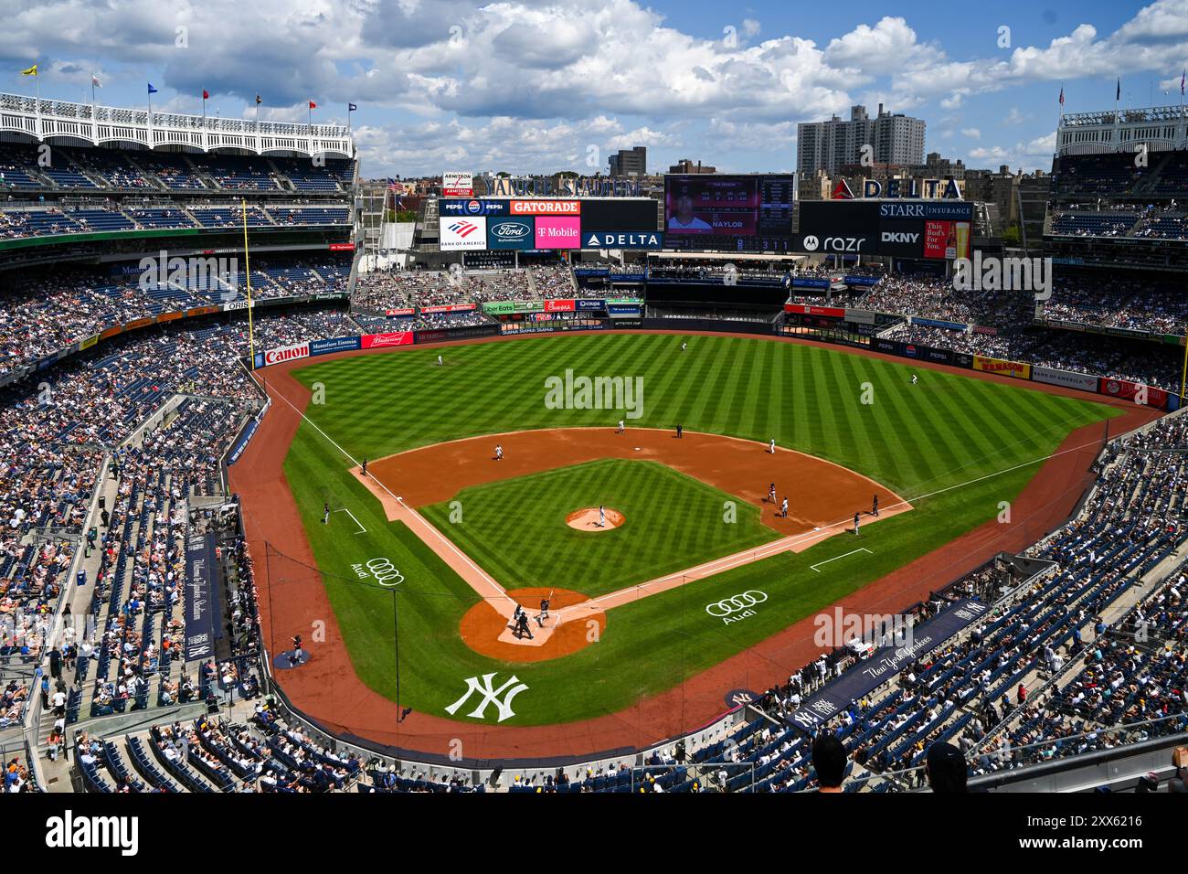 Yankee Stadium during the MLB professional baseball game between the Cleveland Guardians and the New York Yankees on August 22, 2024 at Yankee Stadium Stock Photo