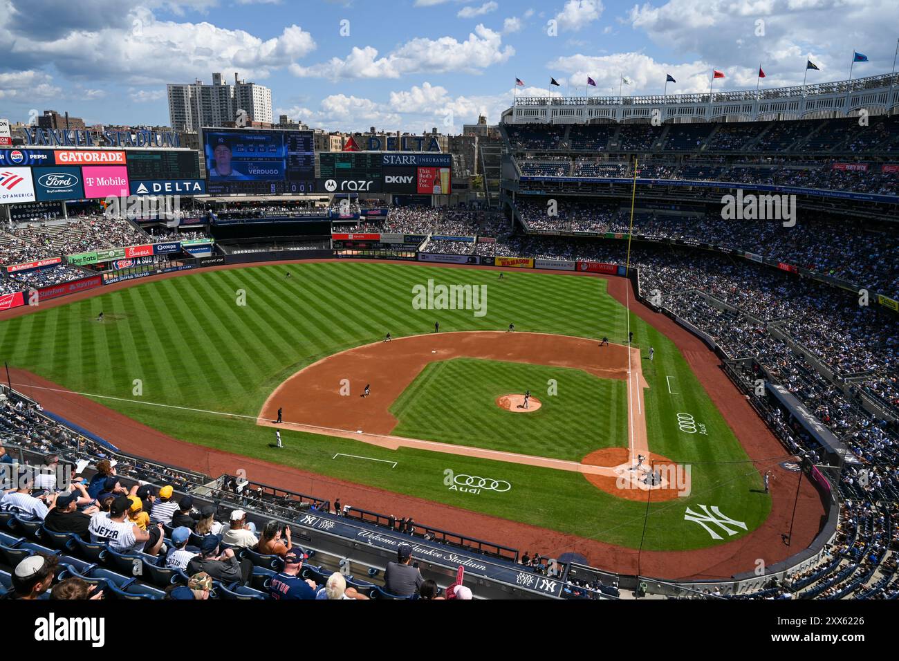 Yankee Stadium during the MLB professional baseball game between the Cleveland Guardians and the New York Yankees on August 22, 2024 at Yankee Stadium Stock Photo