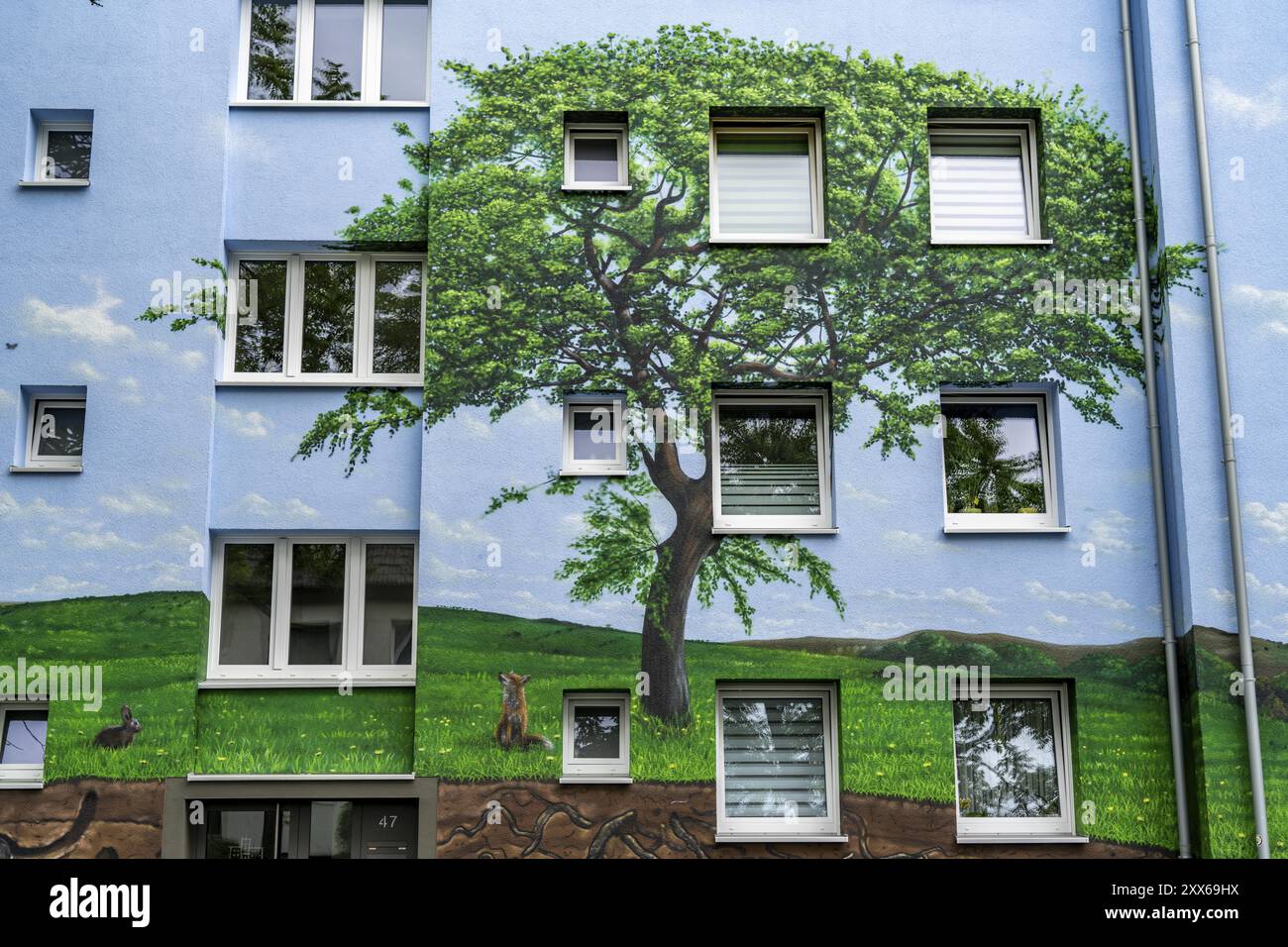Residential buildings on Feldsieper Strasse in Bochum, after an energy