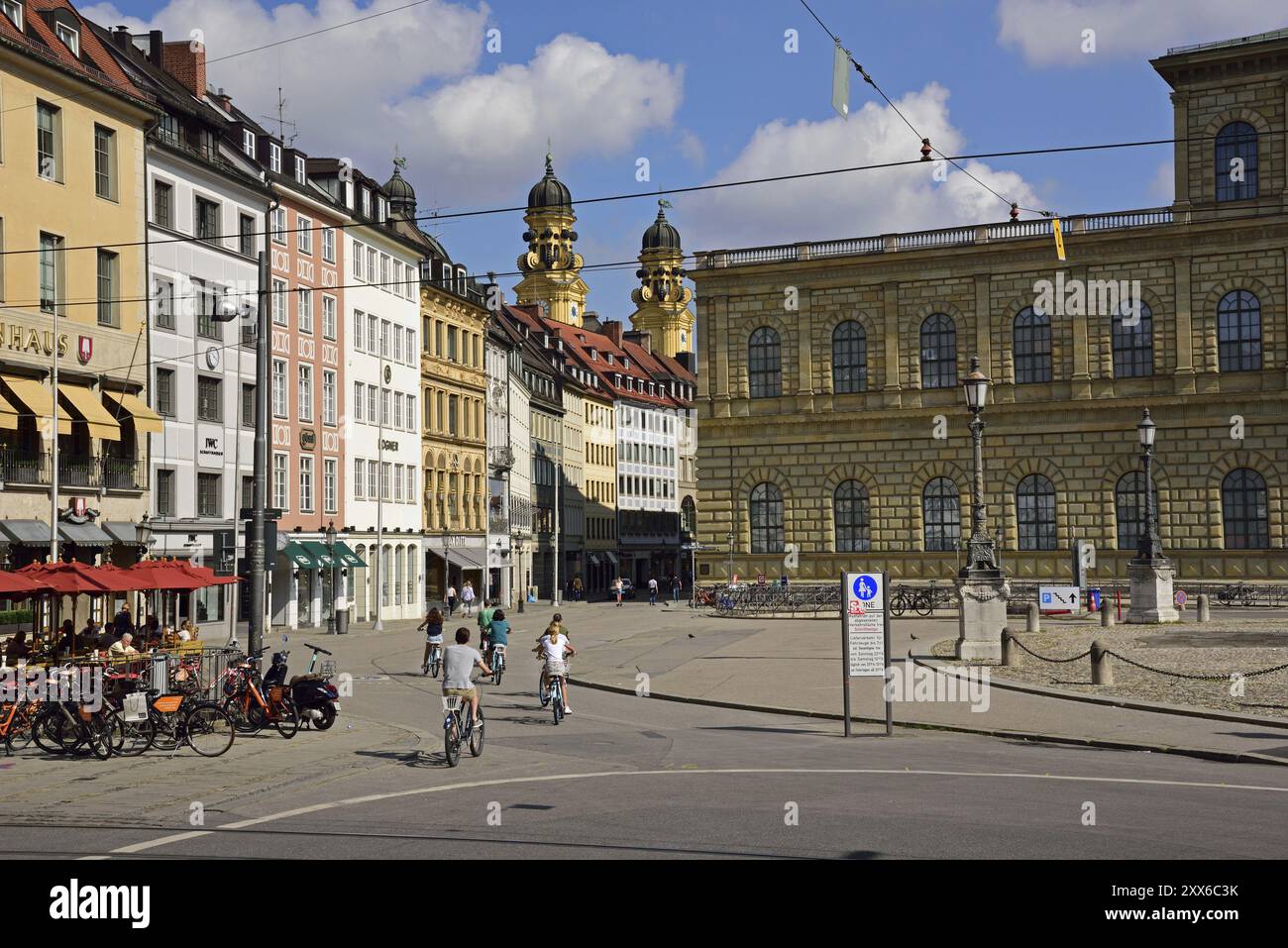 Europe, Germany, Bavaria, Munich, City, Max-Joseph-Platz, View into Residenzstrasse, Europe Stock Photo