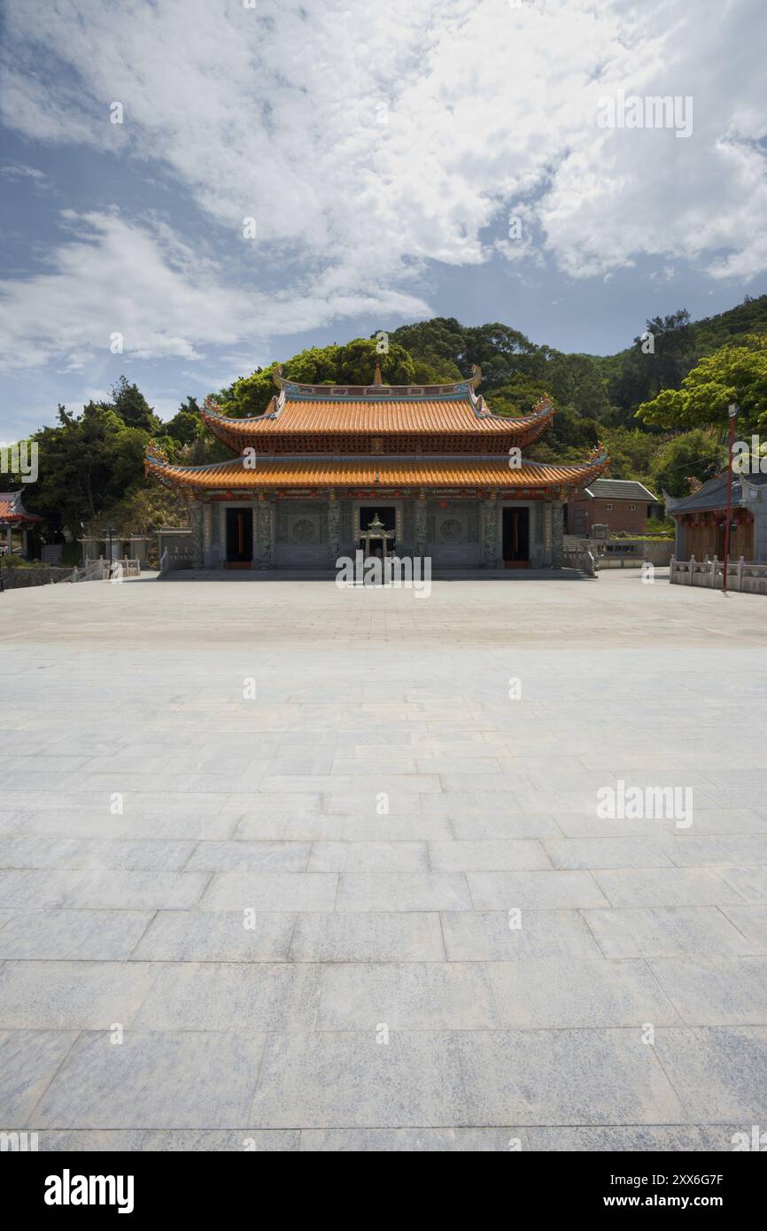 The famous Matsu Temple, dedicated to the goddess of the sea is a major focal point of festivals and pilgrimages to the island of Nangan in the Matsu Stock Photo