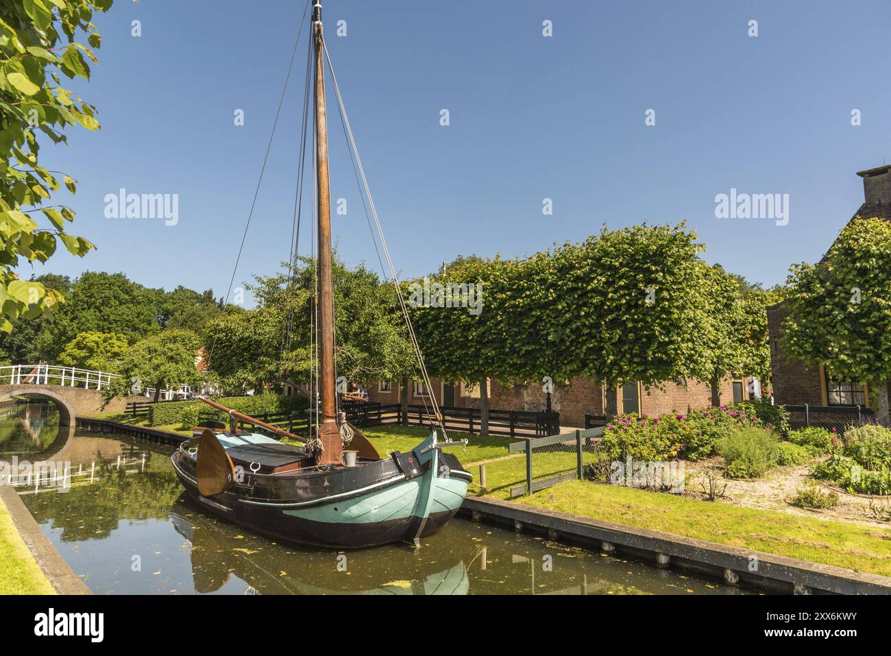 Enkhuizen, the Netherlands. June, The Zuiderzeemuseum, an open air museum at the shore of the IJsselmeer with traditional Dutch fishermen cottages and Stock Photo