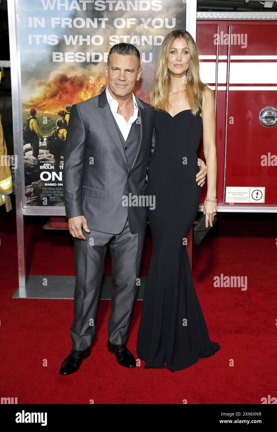 Josh Brolin and Kathyrn Boyd at the Los Angeles premiere of 'Only The Brave' held at the Regency Village Theatre in Westwood, USA on October 8, 2017 Stock Photo