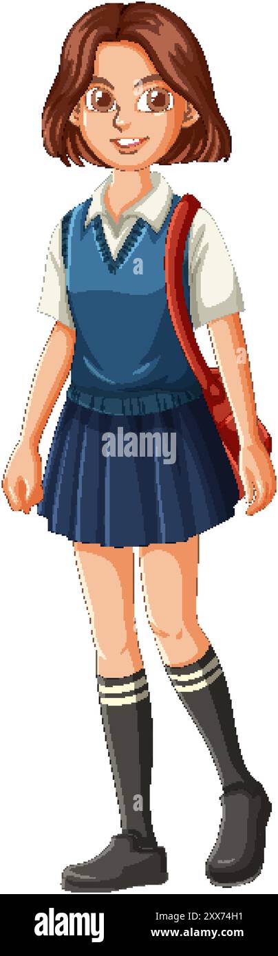 Young girl in school uniform smiling Stock Vector Image & Art - Alamy