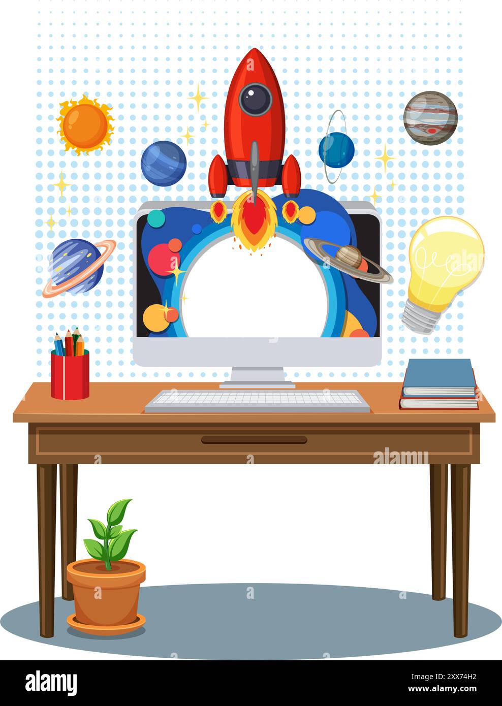 Rocket launching from computer hi-res stock photography and images - Alamy