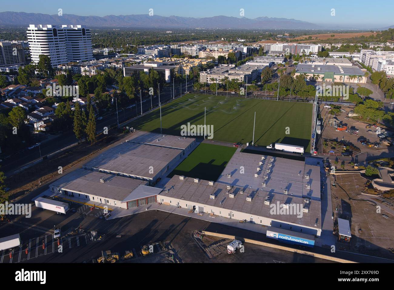 An aerial view of the Los Angeles Rams practice facility and