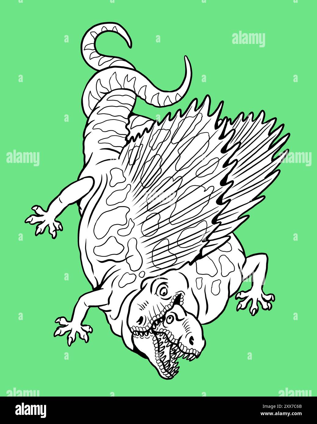 Fight between two prehistoric lizards - Dimetrodon. Battle between two ...