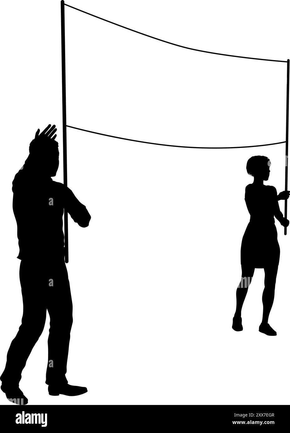 Banner Silhouette Protestors at March Rally Strike Stock Vector Image ...