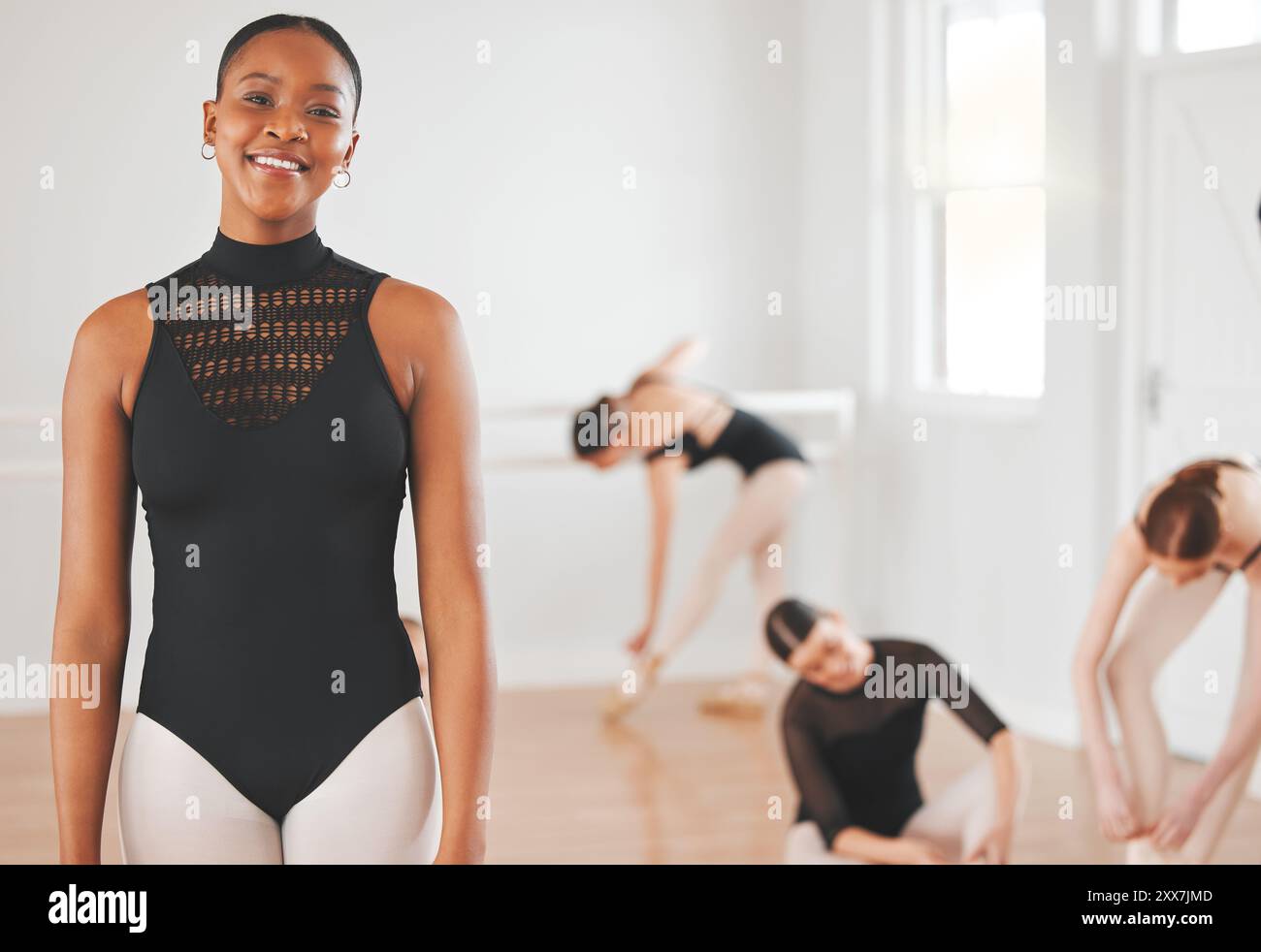 Ballet, studio and portrait of woman with smile for performance art ...