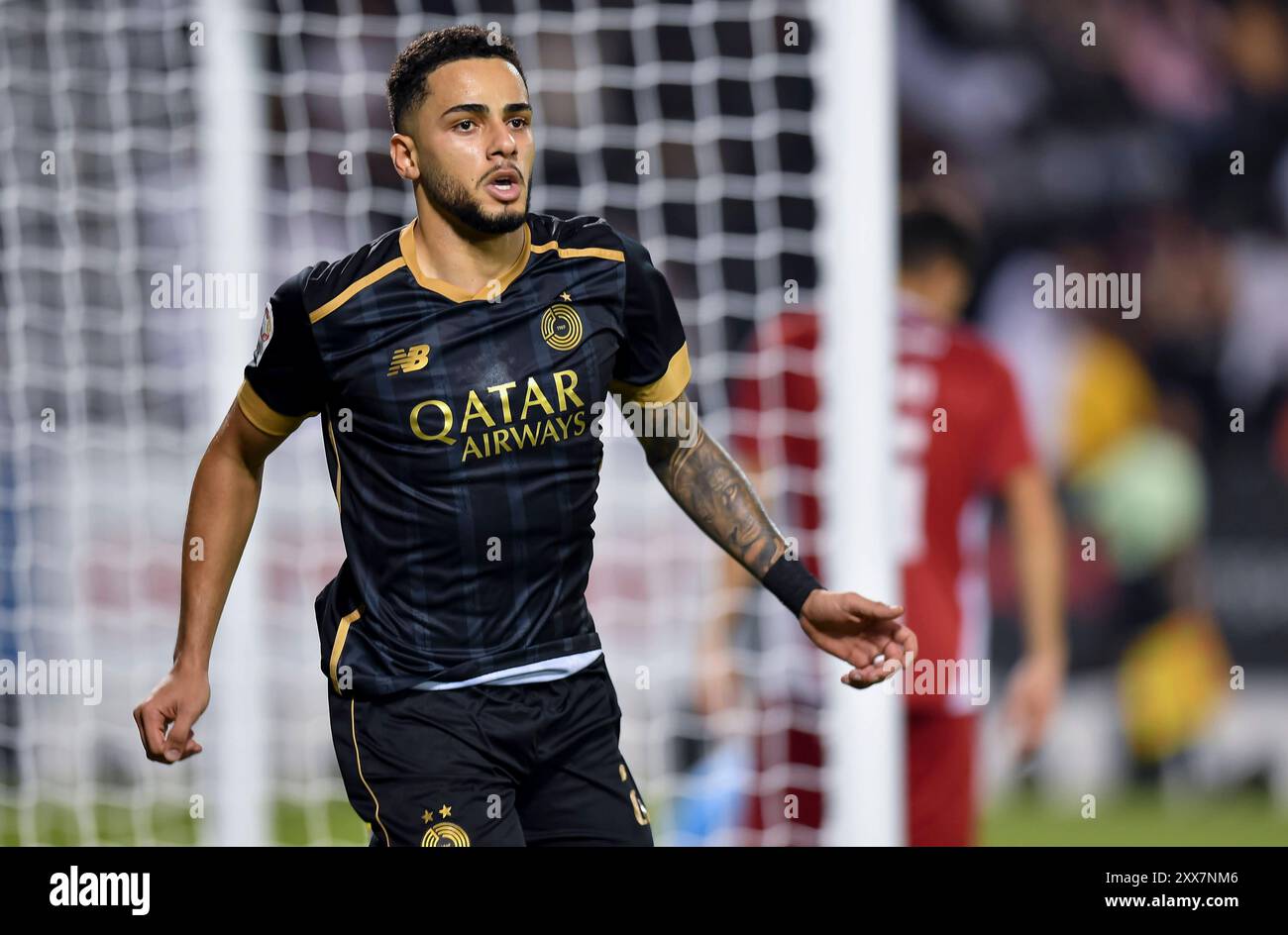 AL SADD SC vs AL ARABI SC -OOREDOO STARS LEAGUE QATAR Giovani Henrique of Al Sadd SC is celebrating after scoring a goal during the Ooredoo Stars League 24/25 match between Al-Sadd SC and Al-Arabi SC at Jassim Bin Hamad Stadium in Doha, Qatar, on August 22, 2024. DOHA Qatar Copyright: xNOUSHADx Stock Photo