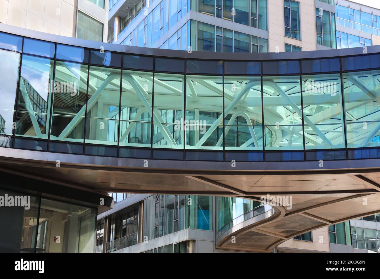 DUBLIN, IRELAND - JULY 7, 2024: Skyway between Google offices in Southside district in Dublin, Ireland. Dublin is home to Google's European headquarte Stock Photo
