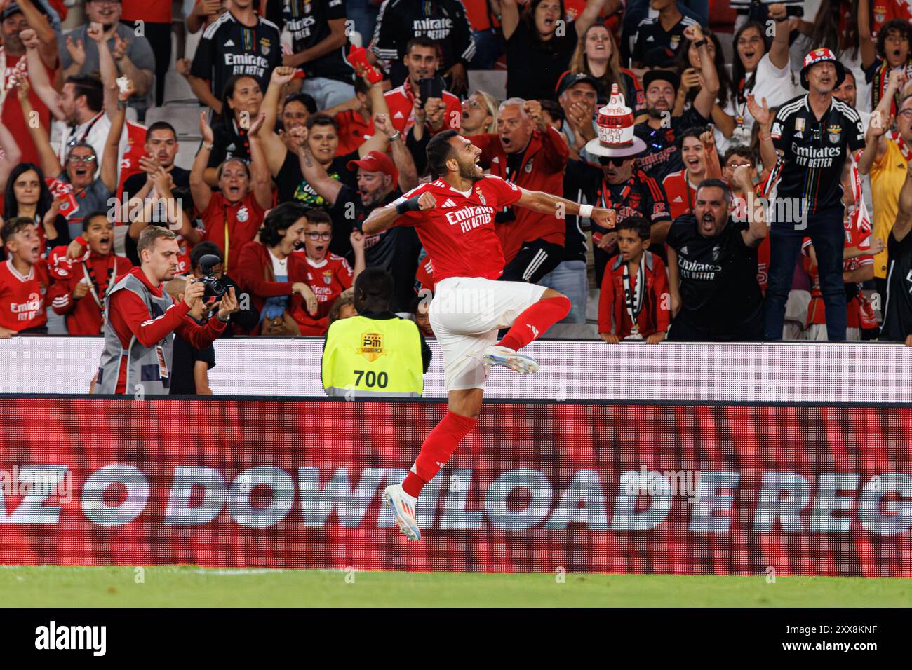 Vangelis Pavlidis seen celebrating after scoring goal during Liga Portugal  game between teams of SL Benfica and Casa Pia AC at Estadio Da Luz Stock  Photo - Alamy