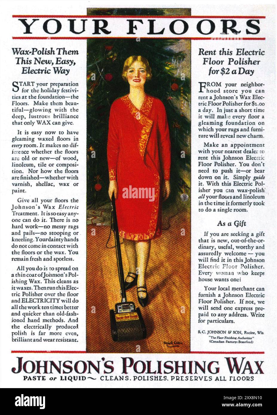 1926 Johnson's polishing foor wax ad Stock Photo