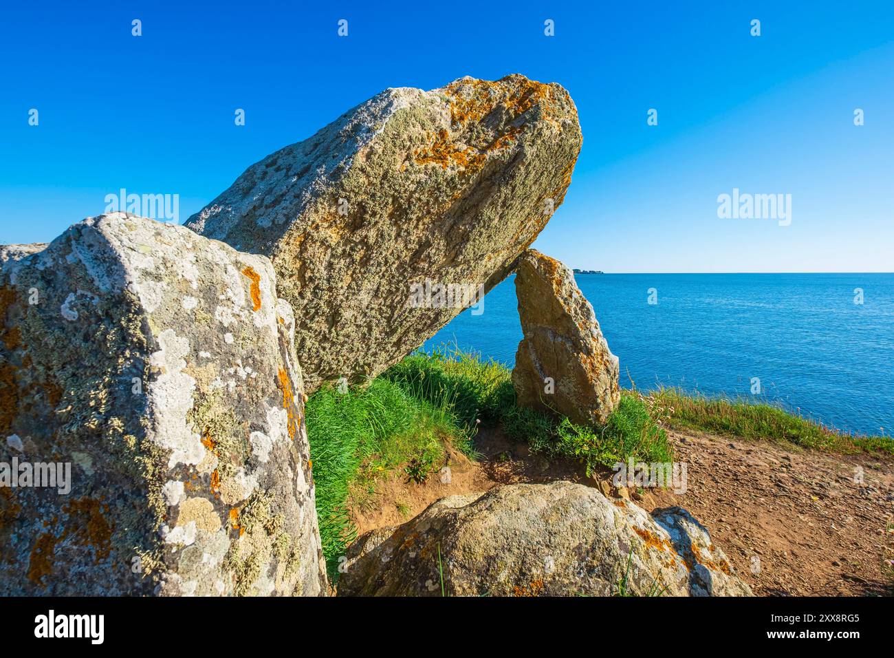 France, Morbihan, Billiers, Crapaud Dolmen along the GR 34 long ...