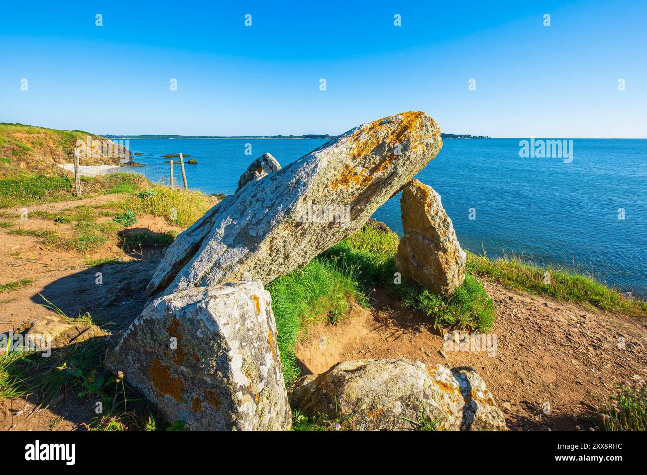 France, Morbihan, Billiers, Crapaud Dolmen along the GR 34 long ...