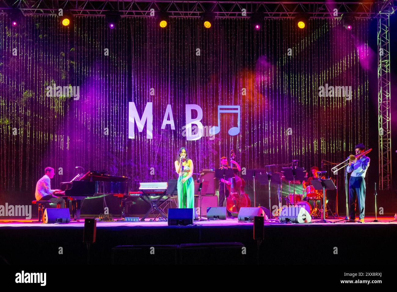 France, Bouches du Rhone, Marseille, Bagatelle Park, Music Festival, Jazz concert by Estelle Perault during the Music Festival in Bagatelle Stock Photo