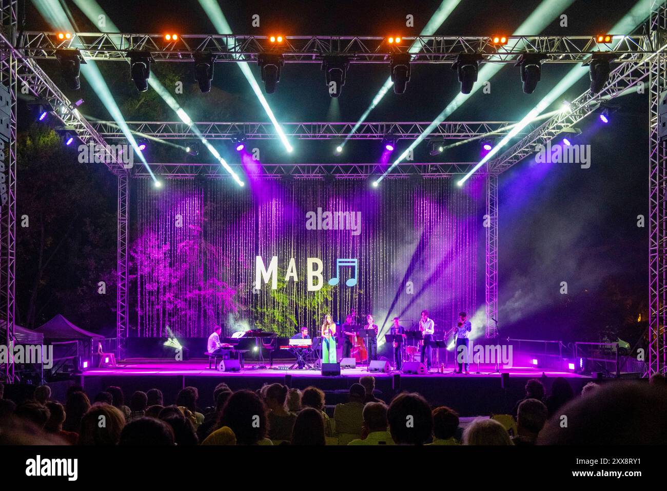 France, Bouches du Rhone, Marseille, Bagatelle Park, Music Festival, Jazz concert by Estelle Perault during the Music Festival in Bagatelle Stock Photo