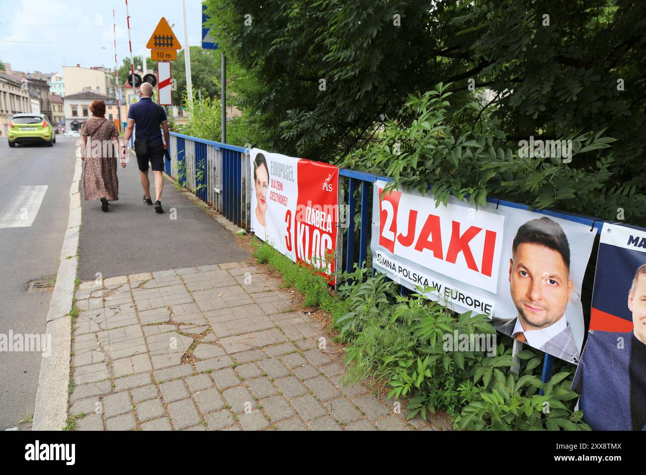 CIESZYN, POLAND - MAY 30, 2024: Election posters of Prawo i Sprawiedliwosc candidates for European Parliament Election in 2024 in Poland. Stock Photo