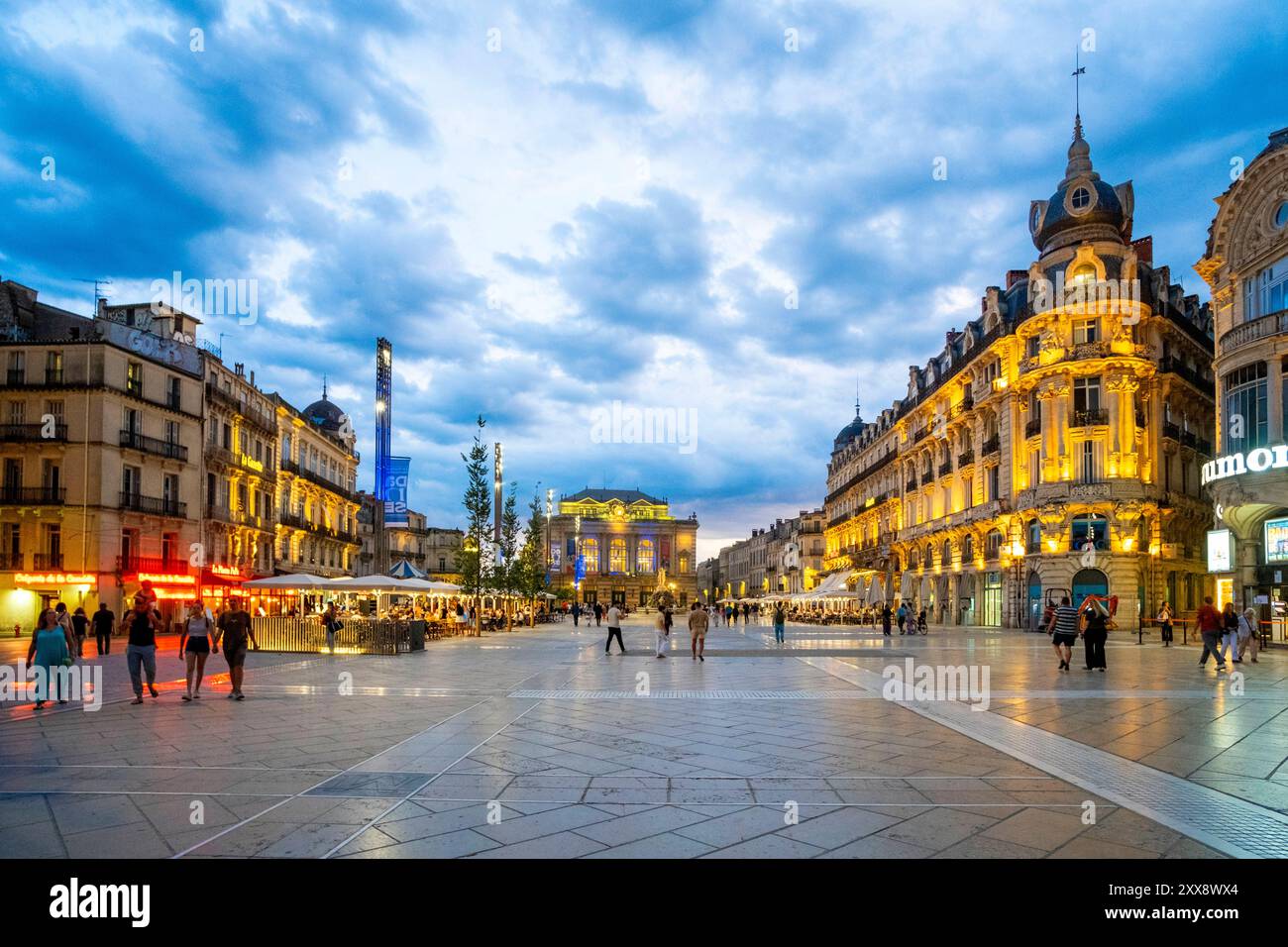 France, Herault, Montpellier, historic center, Place de la Comedie Stock Photo