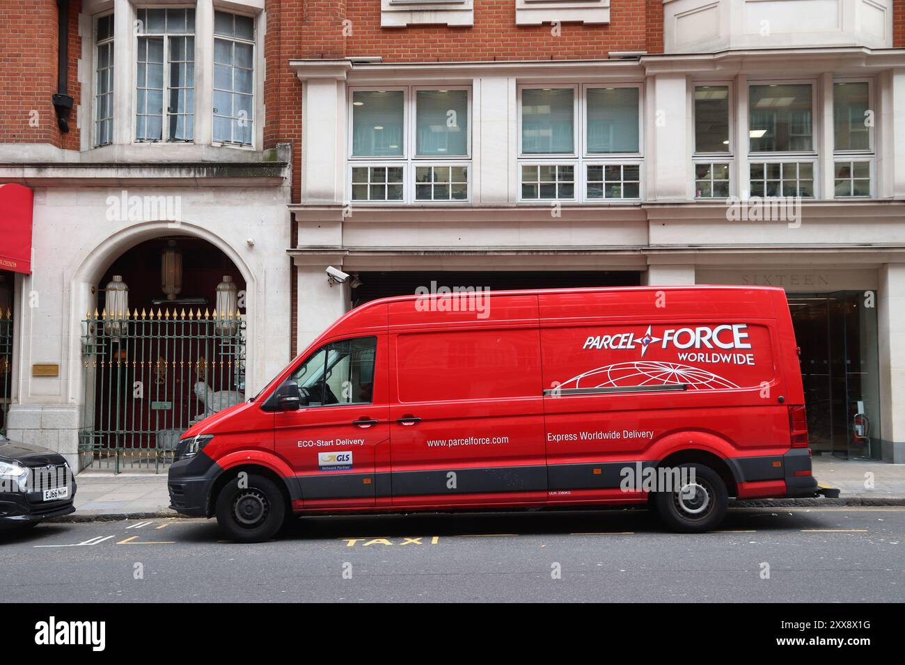 LONDON, UK - JULY 15, 2019: Parcelforce parcel delivery van Volkswagen Crafter in London, UK. Parcelforce is part of Royal Mail group. Stock Photo