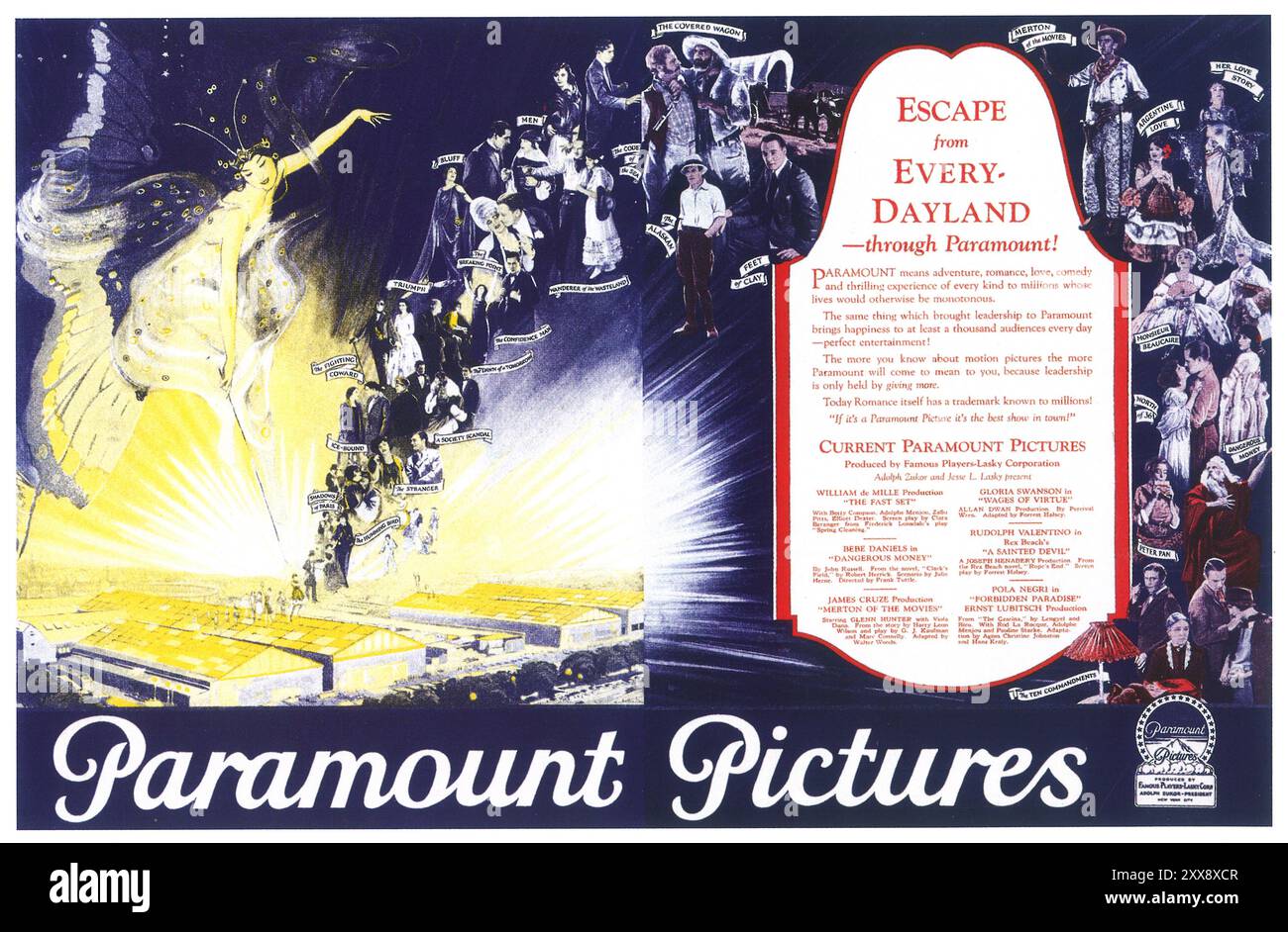 1924 Escape from Every Day-Land thru Paramount Pictures Ad Stock Photo