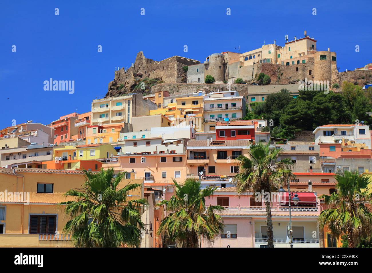 Castelsardo town in Sardinia island, Italy. Townscape in Province of Sassari, Gulf of Asinara. Stock Photo