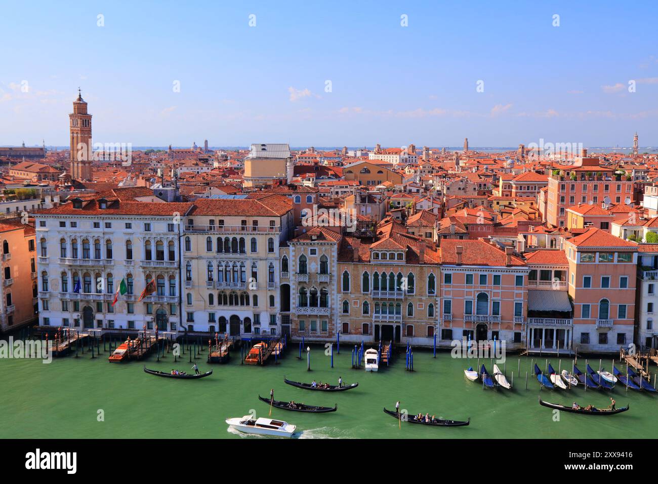 Grand Canal gondola boats in Venice, Italy. Italian name: Canal Grande. Stock Photo
