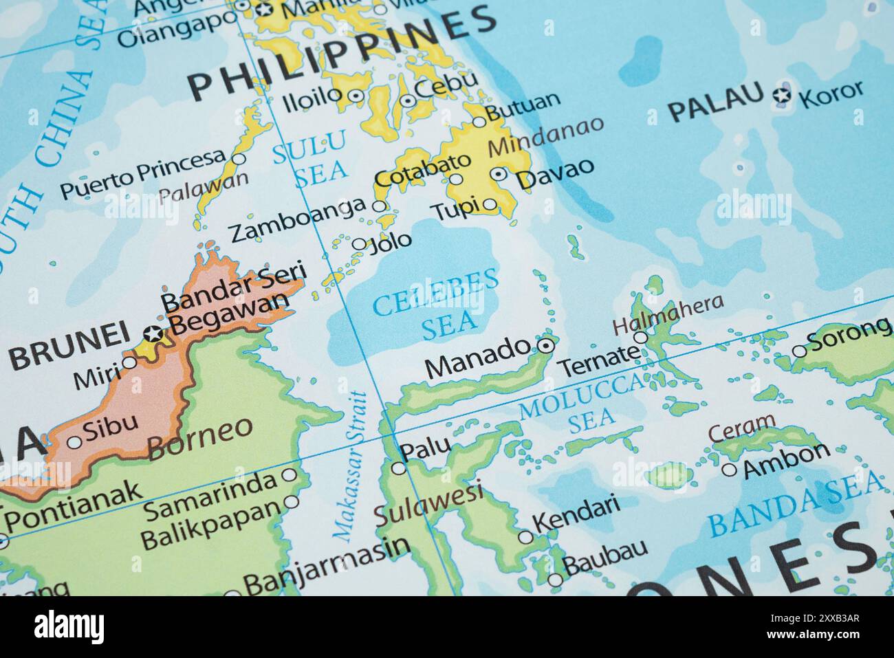 Macro photo of Celebes sea region in middle of Philippines and ...