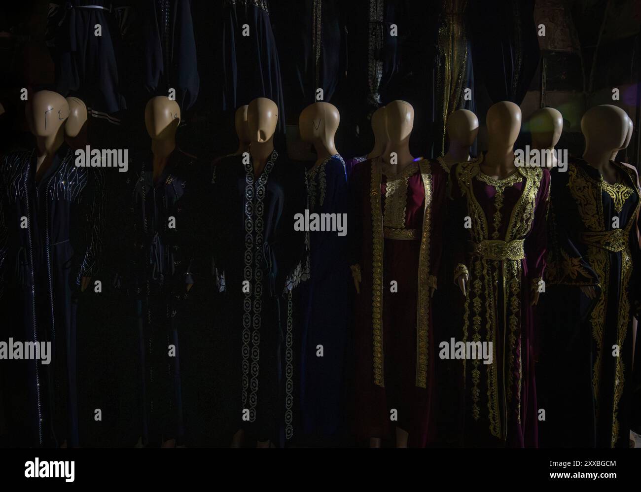 zombie-like faceless women's mannequins in bazaar, Damascus, Syria Stock Photo