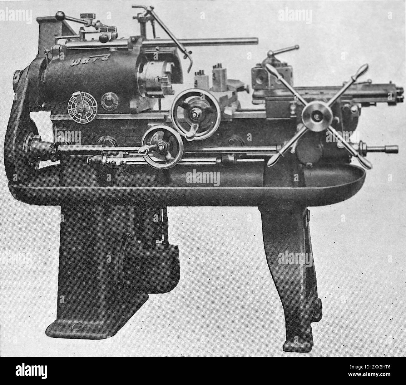 A Ward, (Birmingham, England) No. 2A, capstan lathe. This photograph is from a large selection of mainly unattributed engineering illustrations and printed photos which were originally published in 1936. The sizes and quality of the originals vary quite widely. Stock Photo